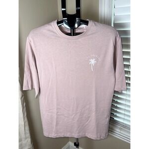 Denim & Flower Ricky Singh Mens Los Angeles Palm Tree Graphic T-Shirt Pink S NWT